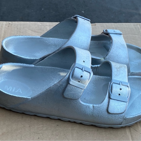 Mia Birkenstock a like Arizona Silver Women's Plastic Sandals Size 11.5 - Picture 5 of 9